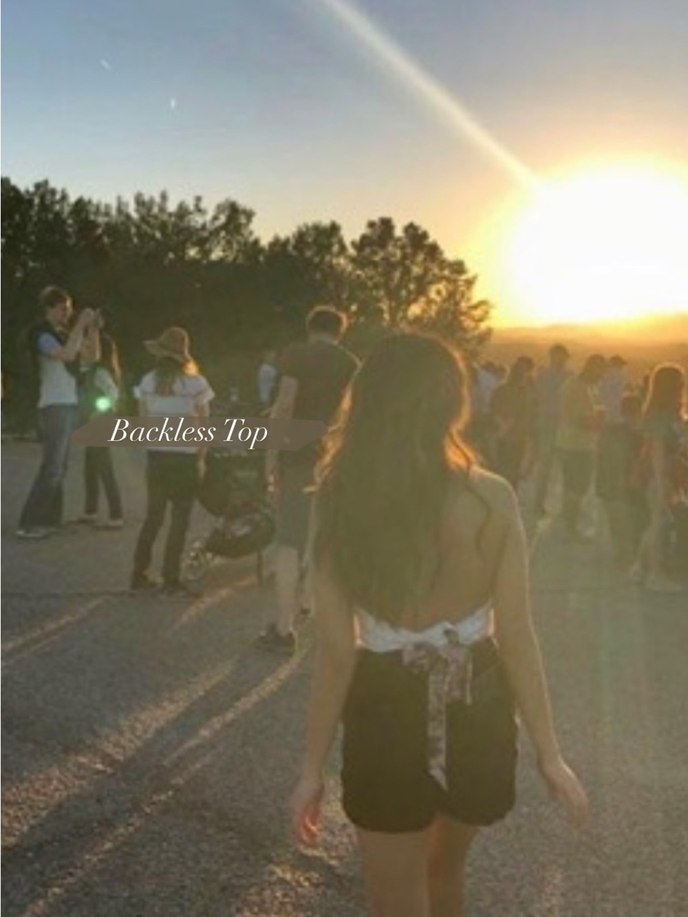 Backless Tank Top with Floral Tie (Partnered with a skirt)